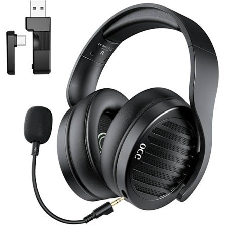 Gaming Headset Dubbla Trådlös Förlustfri 2.4G Bluetooth Gaming Hörlurar med Avtagbar Mikrofon 50mm Högtalare - för PC, PS4, PS5,S