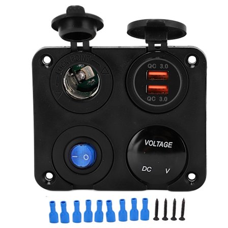 Bil USB-laddare 4-håls Vattentät Design Intelligent Styrning Dubbel Port Bilströmuttag för Bilar Motorcyklar