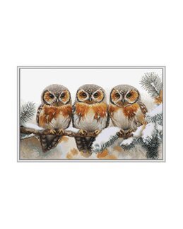 Stickpackung Bild Eulen in der winterlichen Stille