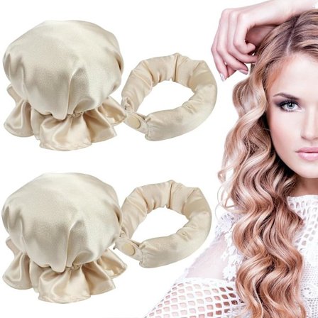 Lämpöä vaatimattomat hiuskihartimet, pehmeillä satiinihiuskihartakupilla varustetut lämpöä vaatimattomat hiuskihartimet pitkille ja keskipitkille 