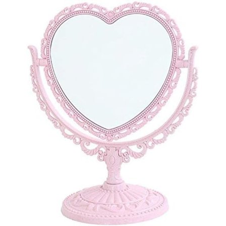 Charmig Rosa Hjärtformad Spegel, Klassisk Design för Mångsidig Användning, Utsökt & Klassisk Sminkspegel för Skrivbord & Sminkbord (20,6*3,3*24,1 cm)