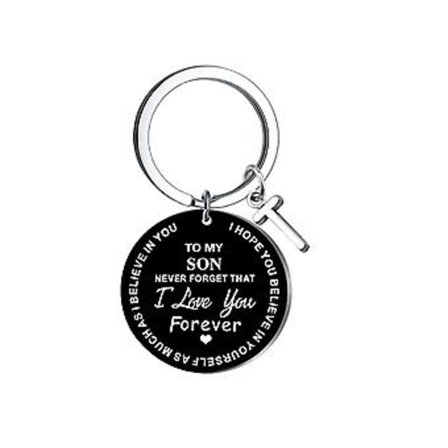 Nøgleringe & nøglekæder DIY Til Min Søn Sort Rustfrit Stål Efternavn 26 Bogstaver Nøglering 2,5 cm T