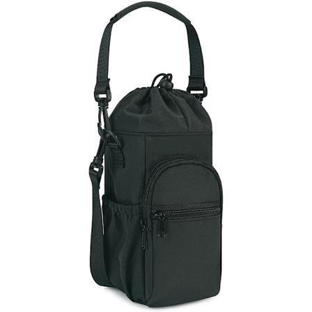 Sportvattenflaska Väska med Axelrem, Dragkedja Isolerad Axelväska för Utomhuslöpning, Vandring (Svart)