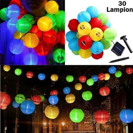 Värikäs LED-ulkojouluvalot aurinkokäyttöinen ulko 6,35 metriä 30 lyhtyä IP65