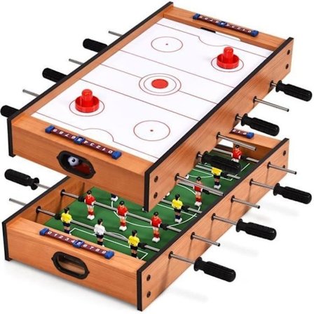 Multi-spil Bord 2 i 1 Babyfodbold COSTWAY-Air Hockey-2 Hockey Stænger, 2 Pucks, 2 Scorestænger-Voksne/Børn