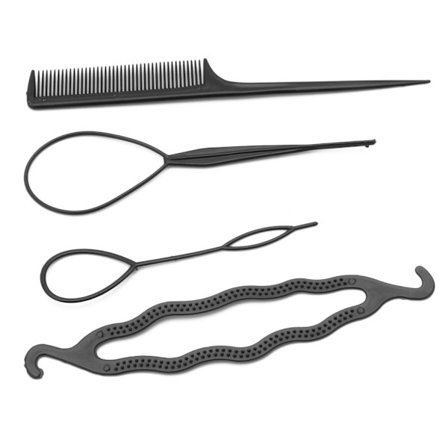 Hår Twist Styling Clip Stick Knold Maker Flet Værktøj Kam Hårtilbehør 4 Stk