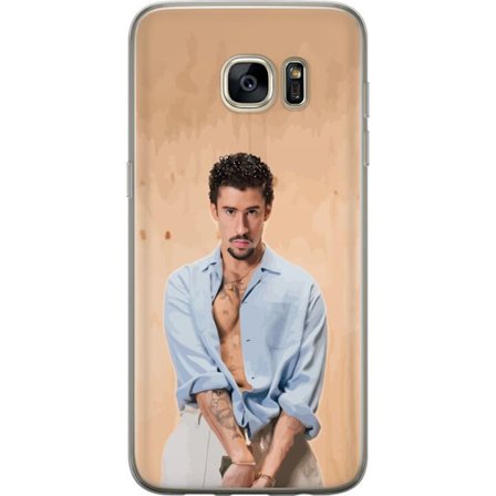 Yhteensopiva Puhelinkuori Samsung Galaxy S7 edge Bad Bunny Super Bowl-inspiroima grafiikka, jossa NFL-trofe ja San Franciscon silta urheilusuunnittelu