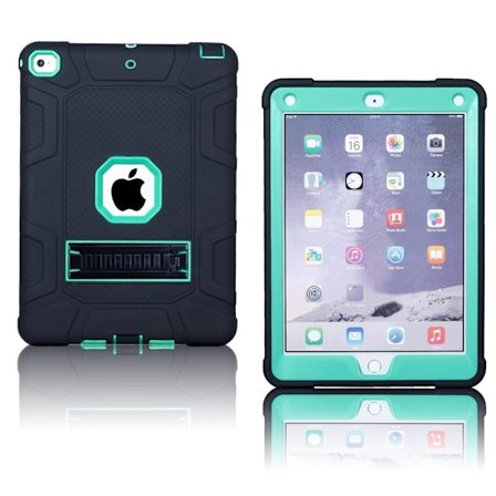iPad (2018) armor defender silikone etui - Cyan / Sort