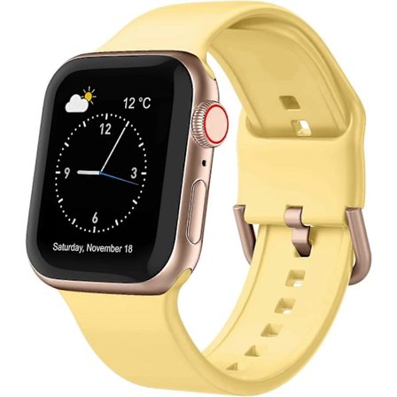 Yhteensopiva Apple Watch -rannekkeen 45mm 44mm 42mm kanssa, pehmeä silikoninen urheiluranneke korvaava ranneke klassisella soljella iWatch Series SE 7