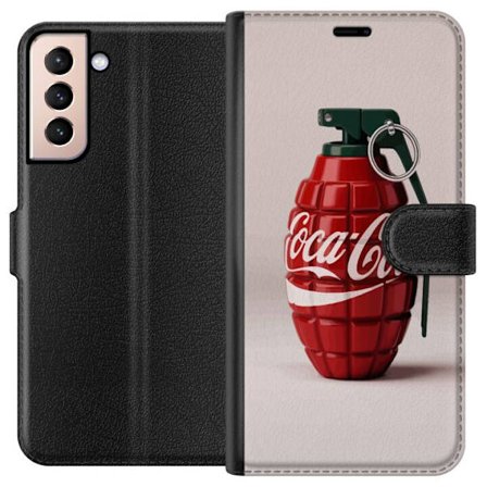 Kompatibel Tegnebogsetui til Samsung Samsung Galaxy S21 Kunstnerisk illustration af Coca Cola granatæble i rødt og grønt, pop art inspireret motiv