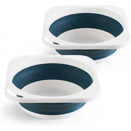 Sammenleggbar flerbruks plastvask, liten bærbar sammenleggbar oppvaskkum, oppvaskpanne 2,5L (0,7 gallon) (blå, 2)