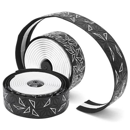 PU Landeveissykkel Styreteip Høy Elastisk Pustende Støtdempende Sklisikkert Belte (svart og hvit)