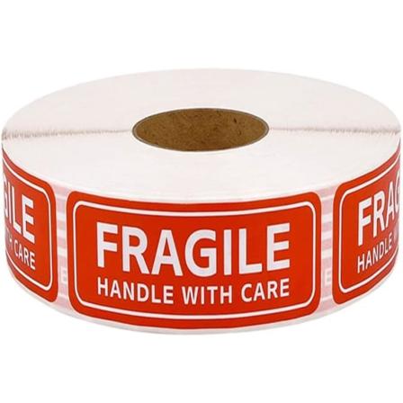 Sårbar produktetikett risikovarselklistremerke 2,5*7,5cm rød