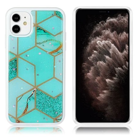 Marmormotiv iPhone 11 Pro skal - Teal Diamant Kakel Och Stjärnor