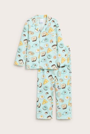 Kappahl | Kuviollinen pitkähihainen pyjama | Vaaleansininen