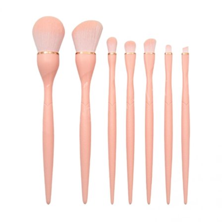 7 st små midjeplasthandtag sminkborste set löst puder reparation ögonskuggborste fiberhår rosa sminkborste