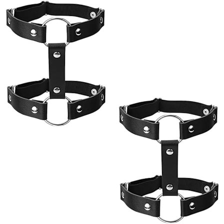 2 kpl Säädettävä Elastinen Jalkaremmi Musta Punk Gootti Nahka