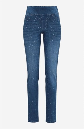 Cellbes of Sweden - Stretchiga jeggings med strassdetaljer - mellanblå / denim - för damer - 36L