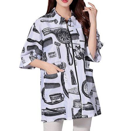 Barberjakke for menn, frisørpleievest hvit