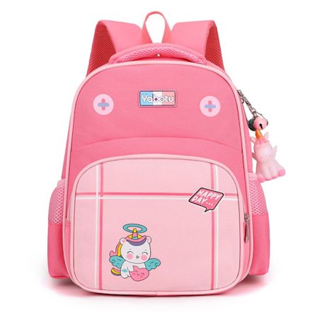 Student skolväska barn skolväska pojkar och flickor förskola dagis söt dubbel väska barn 3-7 år gammal - ros röd