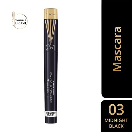 Max Factor Masterpiece 2 In 1 Lash Wow Mascara Midnight Black, Makeup, Øjne, Mascara