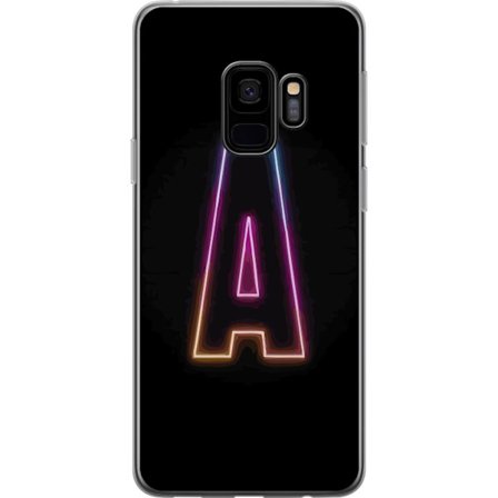 Yhteensopiva Puhelinkuori Samsung Samsung Galaxy S9 Minimalistinen neonkirjain A sateenkaarenvärisessä valossa mustaa taustaa vasten modernissa typo