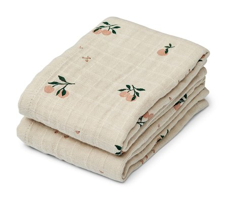 LIEWOOD Stofklude i Økologisk Bomuldsmusselin 2-pak Peach / Sea Shell Mix, Børn & Forældre, Bleer, Stofbleer