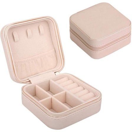 Liten Smykkeskrin Organizer Reise Bærbar Kunstskinn Smykkeoppbevaringsveske for Armbånd, Øredobber, Ringer Gaveeske