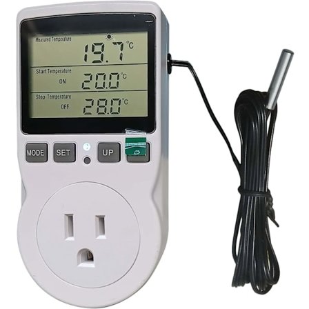 Uusin malli 2025 Digitaalinen lämpötilansäädin Termostaatti Lämmitys- ja jäähdytystila Pistorasia 1,7 metrin anturilla Carboy Homebrew F:lle