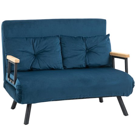 Sovesofa Relax Stol Seng Funktion Foldesofa Velvet Rygpude Justerbar Ryglæn Blå 102X73X81Cm