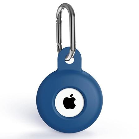 Apple Airtag Hållare Med Karbinhake I Silikon - Mörk Blå Darkblue Mörk Blå