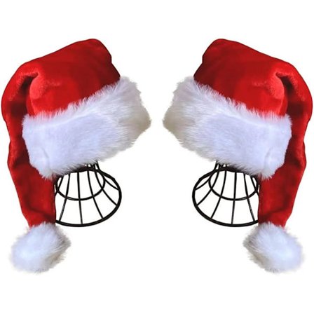 Black Hat - Adults Deluxe Black And White Xmas Christmas Hat Pack 2 st