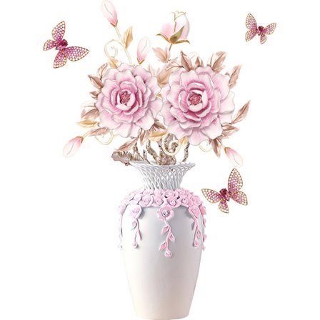 Et sæt vægklistermærker blomst i vase klistermærker vægdekoration