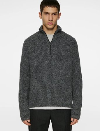 J. Lindeberg Victor Zip Wool Sweater - Grey - M