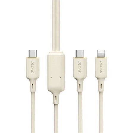 Dudao L7SF 2in1-kaapeli USB-C - USB-C / Lightning 100W 1.2m - beige