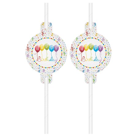 Happy Birthday Streamers Sugerør