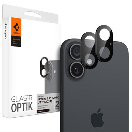 [2-Pack] Spigen iPhone 16/16 Plus Kameralinsskydd Härdat glas Optik Pro - Svart