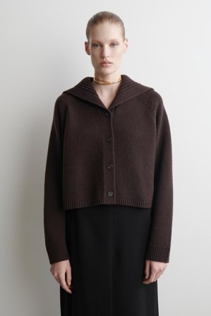 COS Damen Strickjacke Aus Wolle Mit Matrosenkragen - Braun