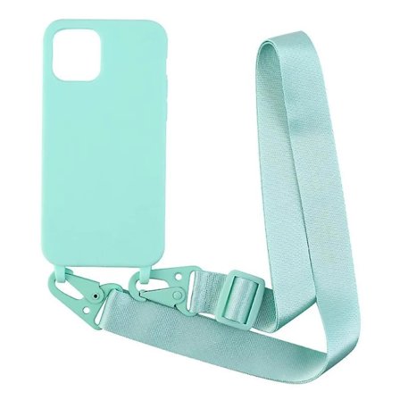 Etui Kompatibelt med iPhone 13 Pro Max TighteningLight Green], Flydende silikoneetui, med justerbar rem, halskæde og snor