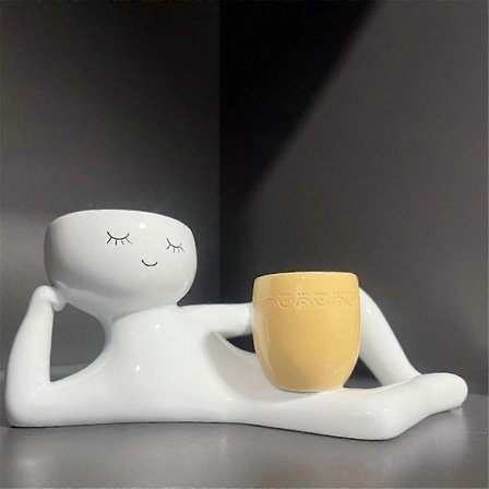 Laiskan miehen istutusruukku hartsiLaiska pieni hahmo kukkaruukku mehikasveille Makuuasennossa hartsi Ainutlaatuinen makuuasennossa oleva 