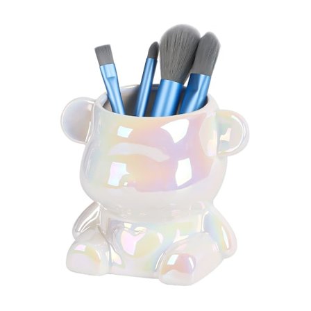 Keraaminen lyijykynäteline, söpö karhunmuotoinen lyijykynäteline, työpöytätarvikkeet ja työtilan järjestäjä kotiin, kouluun ja toimistoon, kirkkaat 