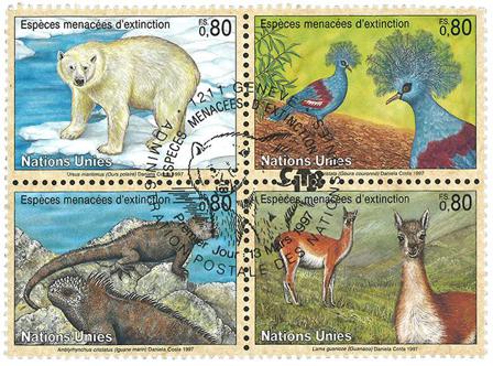 FN Geneve - Truede dyr 1997 - Stemplet sæt 4v