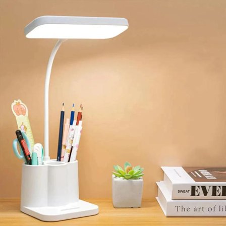 Bordlampe Trefarvet Øjenbeskyttelse 3 Hastigheder Dæmpbar USB Genopladelig Natlampe Læder Bordlampe Soveværelse Skrivebord