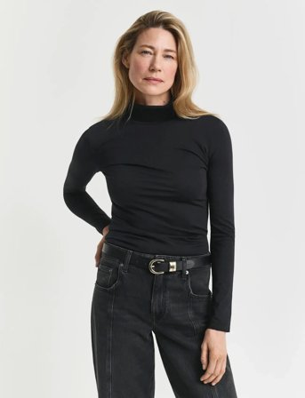 GANT Light Cotton Ls Turtleneck - Black - S