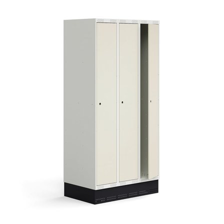 Skab til studerende ROZ, 3 moduler, 3 døre, inkl. bund, 1890x900x550 mm, beige
