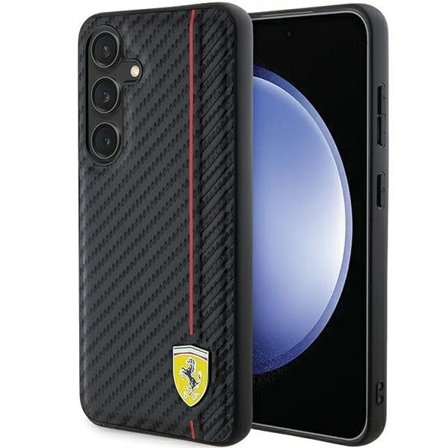 Ferrari Carbon Printed Line-fodral för Samsung Galaxy S24+ - svart