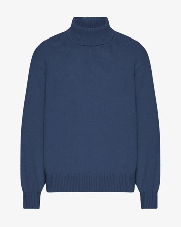 Merino Wool Turtleneck - Petrol Blue S
