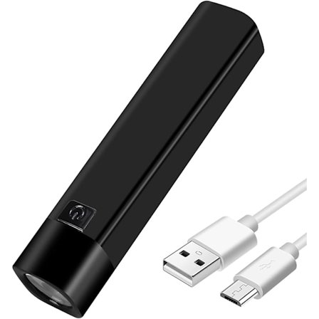 USB-laddningsbar LED-ficklampa 350 lumen 1200mah 18650 batteri, sidoljus (svart)