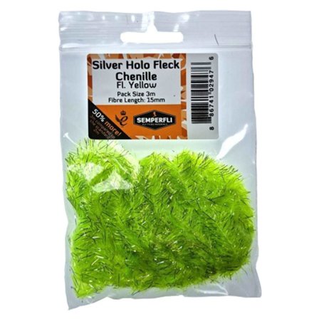 Semperfli Silver Tinsel Fleck 15mm Large - Fl Yellow