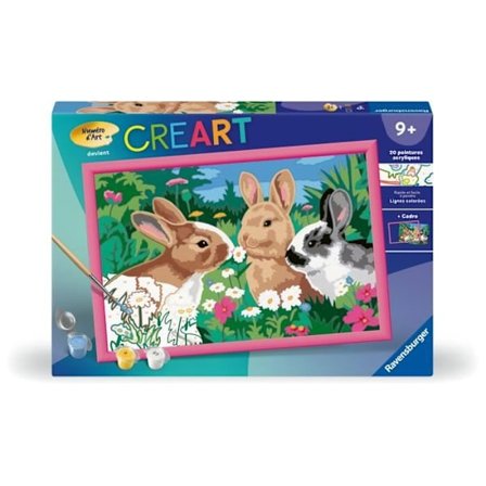CreArt Kids 31x21cm Rabbits in the Meadow, Paint by Numbers Kit, Ages 9+, 25847, Ravensburger